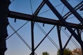 Geometric Steel Bridge Design with Blue Lights at Twilight, Fort Wayne Royalty Free Stock Photo