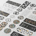 Designs, including circles and rectangles with mosaic and tessellatio Royalty Free Stock Photo