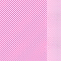 Geometric striped pattern with white continuous lines with checkered insert on pink background. Vector Royalty Free Stock Photo