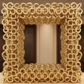 Geometric structure composed of interlocking golden rings forms a Royalty Free Stock Photo
