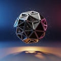 A geometric structure composed of triangular metal frames forms a spherical design. Royalty Free Stock Photo