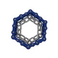 A geometric structure features interlocking components. An outer hexagonal ring, Royalty Free Stock Photo