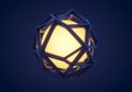 A geometric structure with a glowing yellow core is surrounded by a dark blue, Royalty Free Stock Photo