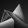 A geometric structure with sharp, angular lines and a monochromatic color scheme. Th Royalty Free Stock Photo