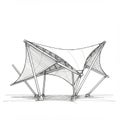 Geometric structure with a tensile membrane roof design, featuring a series of Royalty Free Stock Photo