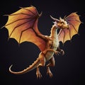 Geometric-style dragon with triangular facets, featuring a large wingspan and a Royalty Free Stock Photo