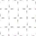 Geometric style seamless pattern with little purple bottles with message. Isolated ornament. Marine style