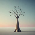 Geometric, stylized tree with a faceted trunk and branches, fea Royalty Free Stock Photo