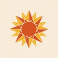 Geometric sun design featuring a central orange circle surrounded by alternating oran Royalty Free Stock Photo