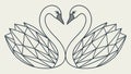 Geometric Swans Forming a Heart, Love and Elegance, vector design Generative AI Royalty Free Stock Photo