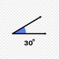 30 degree angle icon. Geometric symbol. Vector illustration on transparent background Royalty Free Stock Photo