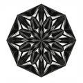 A geometric, symmetrical design with a star-like pattern centered in a hexagonal shape.