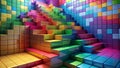Geometric Symphony: A Colorful Cube Staircase Generative AI
