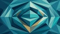 Geometric teal background with triangles converging to a center Royalty Free Stock Photo