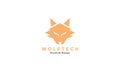 Geometric tech head wolf logo vector symbol icon illustration design