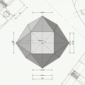 Geometric technical drawing featuring an octahedron. The central shape is a Royalty Free Stock Photo