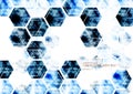 Geometric technological digital abstract modern blue hexagon background vector Royalty Free Stock Photo