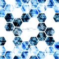 Geometric technological digital blue hexagon abstract background Royalty Free Stock Photo