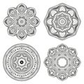 Geometric template vector ornamental symbol. Mandala. Stylized floral pattern set Royalty Free Stock Photo