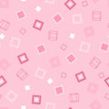 Geometric Tender Seamless Pattern of Pink Squares on Light Backdrop.