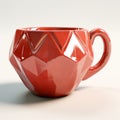 Geometric Texture Red Coffee Cup - Vray Tracing Cubist Faceting