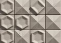 Geometric textured wall tiles with hexagonal and diamond patterns Royalty Free Stock Photo
