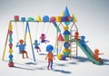 Engaging with the playground equipment, characterized by a stylized, Royalty Free Stock Photo