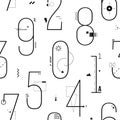 Geometric Thin Line Art Flat Style Numbers Background.