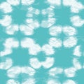 Geometric tie dye grunge texture seamless vector pattern. Hand drawn shibori print. Aqua green textured Japanese Royalty Free Stock Photo