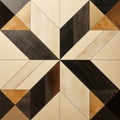 Geometric Tile In Black, Brown, And Ivory: Layered Veneer Panels Inspired By Hyperspace Noir