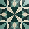 Geometric Tile: Dark Emerald And Light Beige Modular Sculpture