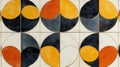 Geometric Tile Pattern with Circles and Semicircles Royalty Free Stock Photo