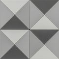 A geometric tile pattern composed of gray, charcoal, and white triangles. The tiles are arranged in Royalty Free Stock Photo
