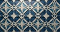 Geometric tile pattern featuring a repeating star design with blue and white colors. Th Royalty Free Stock Photo
