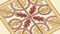 Geometric tile pattern with leaf motif vector design Generative AI Royalty Free Stock Photo