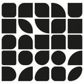Geometric tile shapes. Minimalistic black grid. Rounded square forms. Vector illustration.