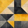 Geometric Tiles: Minimalistic Symmetry With Yellow Squares And Black Rectangles Royalty Free Stock Photo