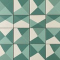 Geometric tiles with a repeating pattern of triangles and diamonds in shades of green Royalty Free Stock Photo