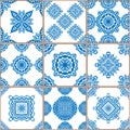 Geometric tiles seamless patterns set