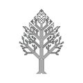 Geometric tree design with symmetrical, angular branches and intricate patterns. Royalty Free Stock Photo