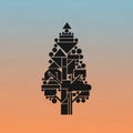 Geometric tree silhouette composed of various Royalty Free Stock Photo