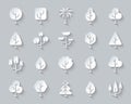 Geometric Trees simple paper cut icons vector set Royalty Free Stock Photo