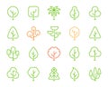 Geometric Trees simple color line icons vector set Royalty Free Stock Photo