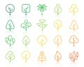 Geometric Trees simple color line icons vector set Royalty Free Stock Photo