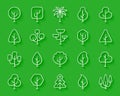 Geometric Trees simple paper cut icons vector set Royalty Free Stock Photo