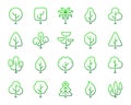 Geometric Trees simple color line icons vector set Royalty Free Stock Photo