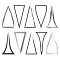 Geometric triangle forms. Abstract black shapes. Irregular triangle pattern. Vector line drawing.