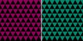 Geometric Triangle Pattern. Abstract Geometric Pattern In Rose Garnet, Generic Viridian and Black Color