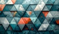 Geometric Triangle Pattern with Teal, Orange, and Gray Hues, Abstract Background Royalty Free Stock Photo