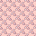 Geometric triangle seamless pattern on pink background. Creative scribble geometric wallpaper